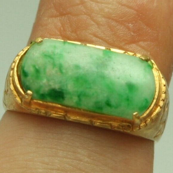 Cert'd Genuine Untreated Green A Jadeite Jade 925 Silver US 7 Ring - Picture 8 of 12